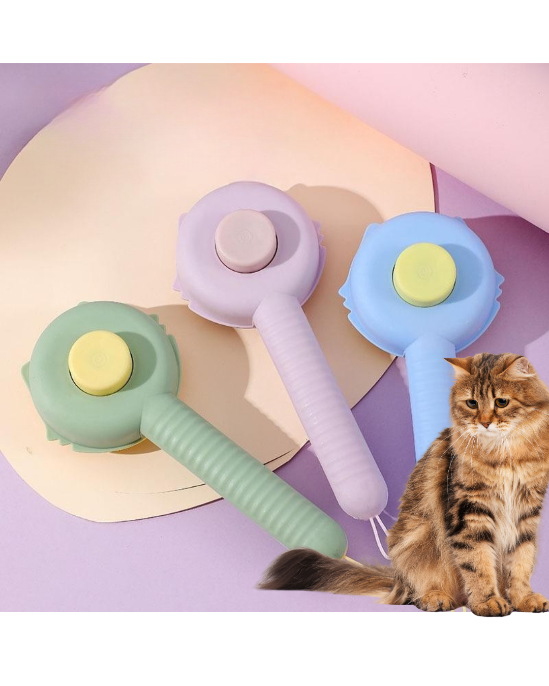 The Petal Brush™ | One-Click Hair Release Cat Grooming Brush — Reduces Shedding, Prevents Hairballs & Supports Skin Health